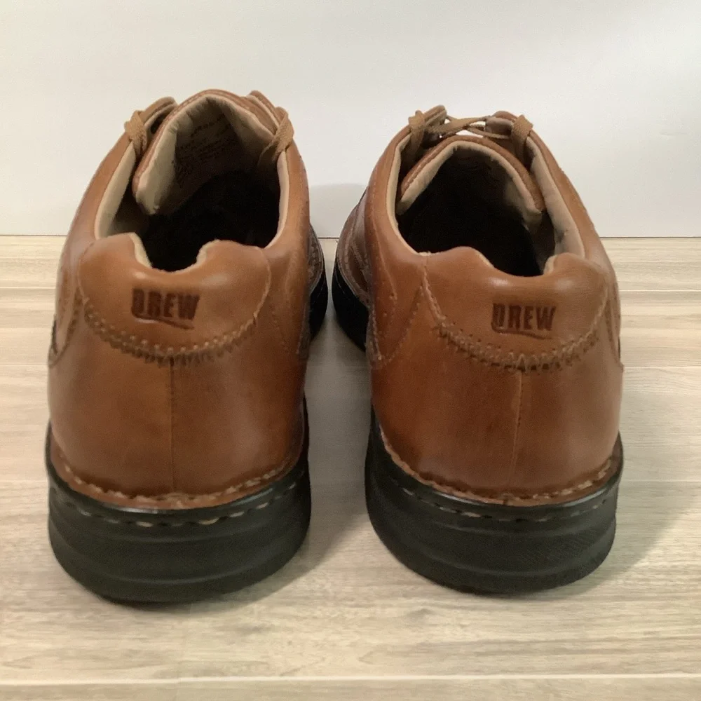DREW Men NEW Leather Comfort Shoe 13M Toledo Orthopedic Lace Up Brown NO INSOLES